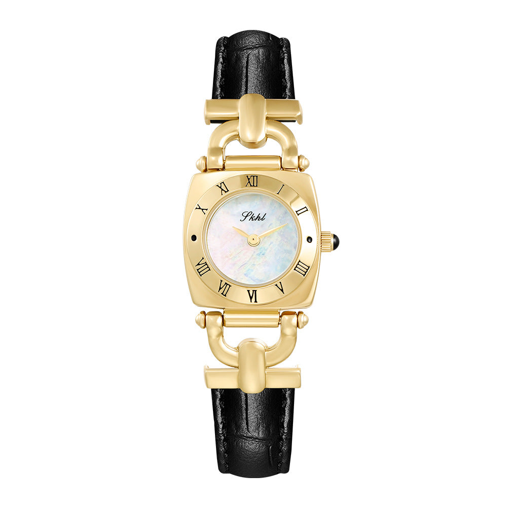 GESMART Women's Square Retro Quartz Watch Compact Leather Band Water Resistant Vintage Ladies Wristwatch