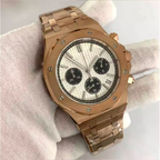 No Logo Rose Gold Men's 41mm Octagonal Quartz Chronograph Steel VK63 Movement