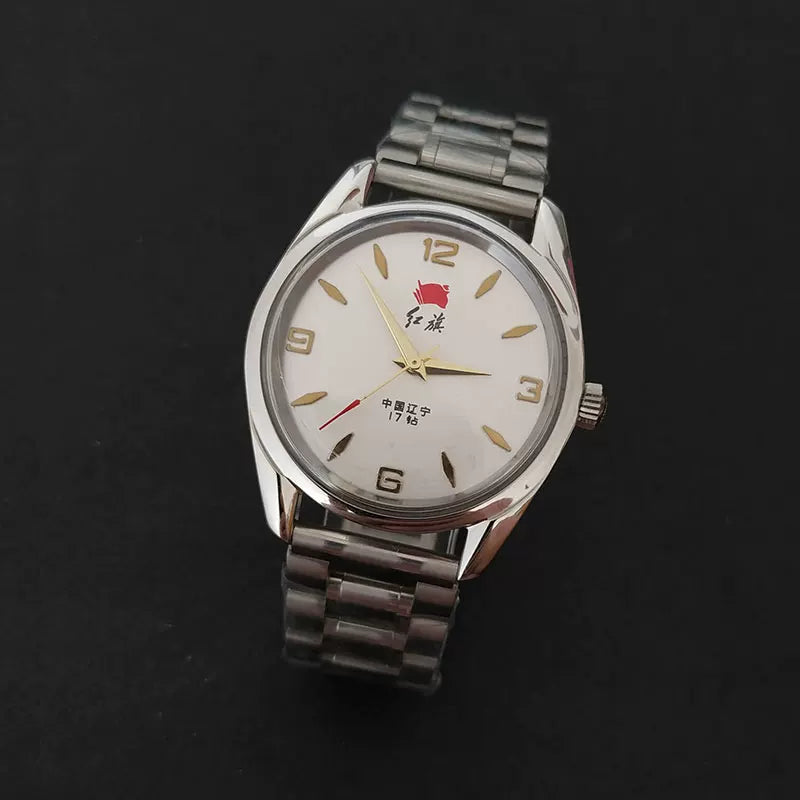 Red Flag Men's Mechanical Watch All Steel Bracelet NOS