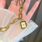 Women's Vintage Square Pendant Openwork Chain Bracelet Quartz Watch