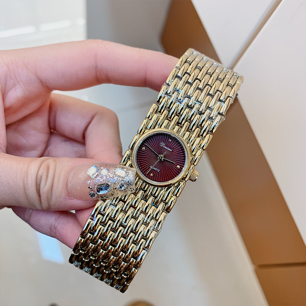 Women's Vintage Bangle-Style Quartz Watch, Elegant Slim Dial