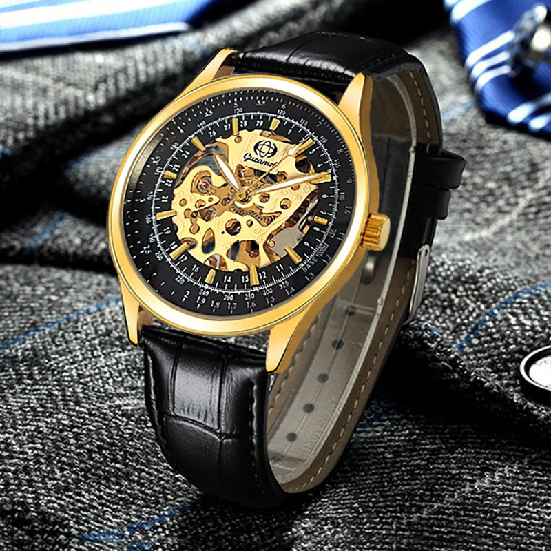 GESMART Men's Hand Winding Skeleton Mechanical Watch Casual Fashion Wristwatch