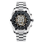 GESMART Men's Gold Tone Skeleton Automatic Mechanical Watch Skull Design Business Trendy