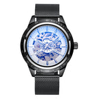 GESMART Men's Automatic Mechanical Watch Mesh Band Luminous Skeleton Exhibition Case Back
