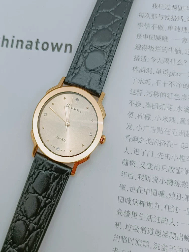 Baoshihua Unisex Ladies Quartz Watch Gold-Plated Polished Bezel Vintage NOS