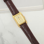 Diamond Brand Vintage Quartz Watch Titanium Rectangular Leather Strap NOS New