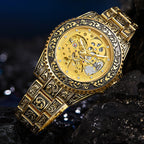 GESMART Men's New Skeleton Engraved Automatic Mechanical Watch European American Vintage Style