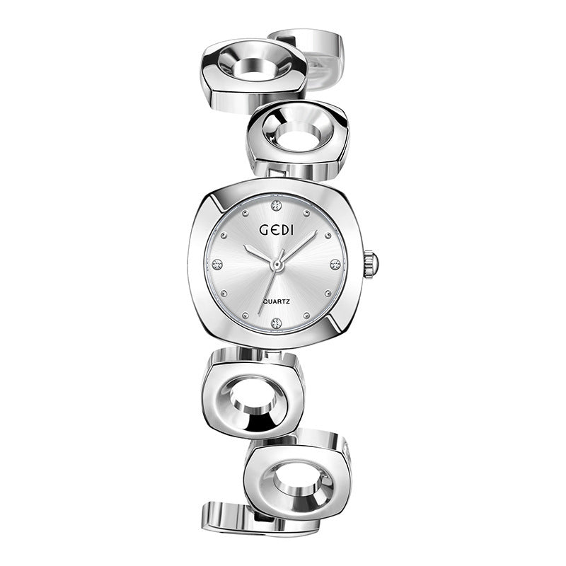 Women's Metallic 3D Square Openwork Fashion Watch