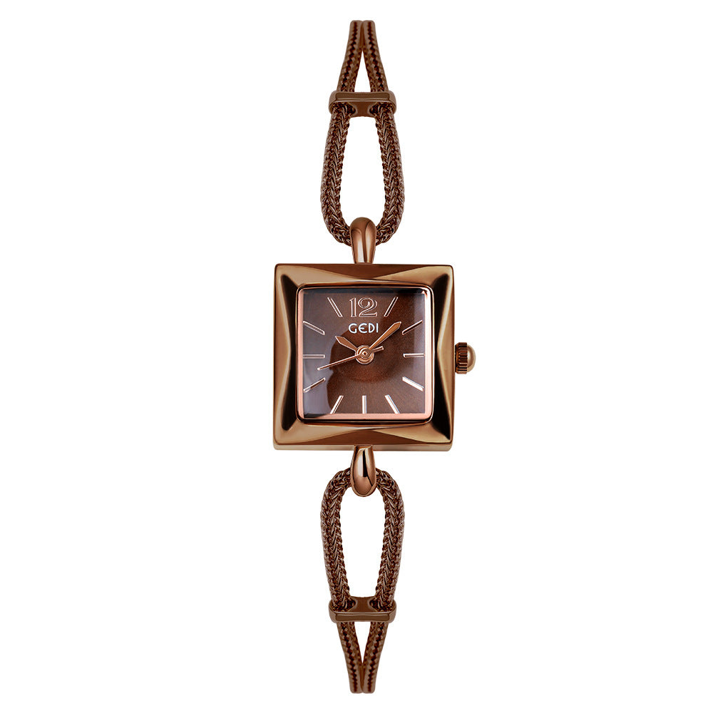 GESMART Women's Small Square Bracelet Quartz Watch Minimalist Niche Design Vintage Style