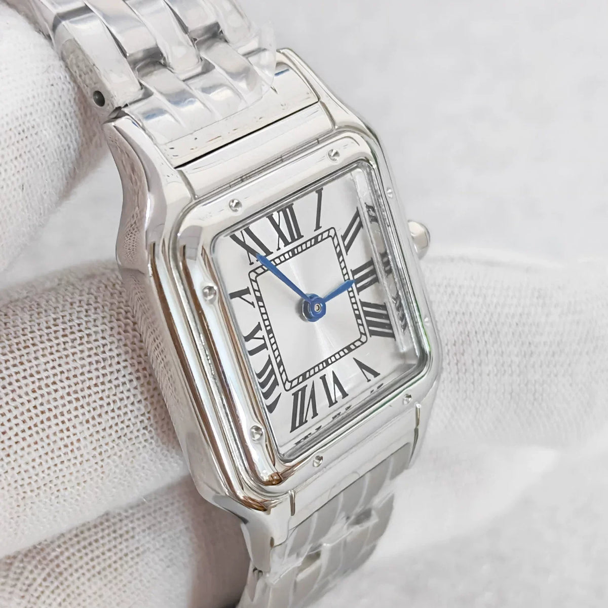 Ladies 27mm Square Quartz Watch Stainless Steel Case Bracelet VJ20 Movement