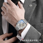 GESMART Men's Small Square Automatic Mechanical Skeleton Watch Luminous Water Resistant Fashion Trendy