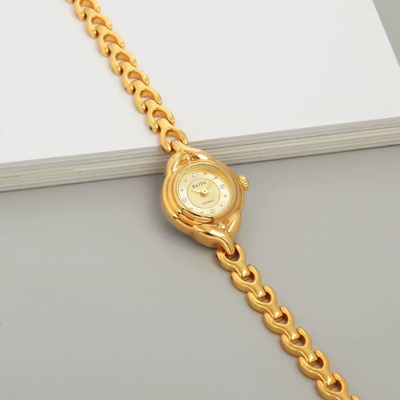 HAIDA Ladies Oval Manual Wind Mechanical Gold Watch Vintage New NOS