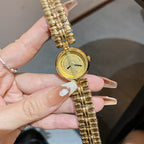 GESMART Women's Round Gold Tone Two Hands Quartz Bracelet Watch Minimalist Niche Fashion