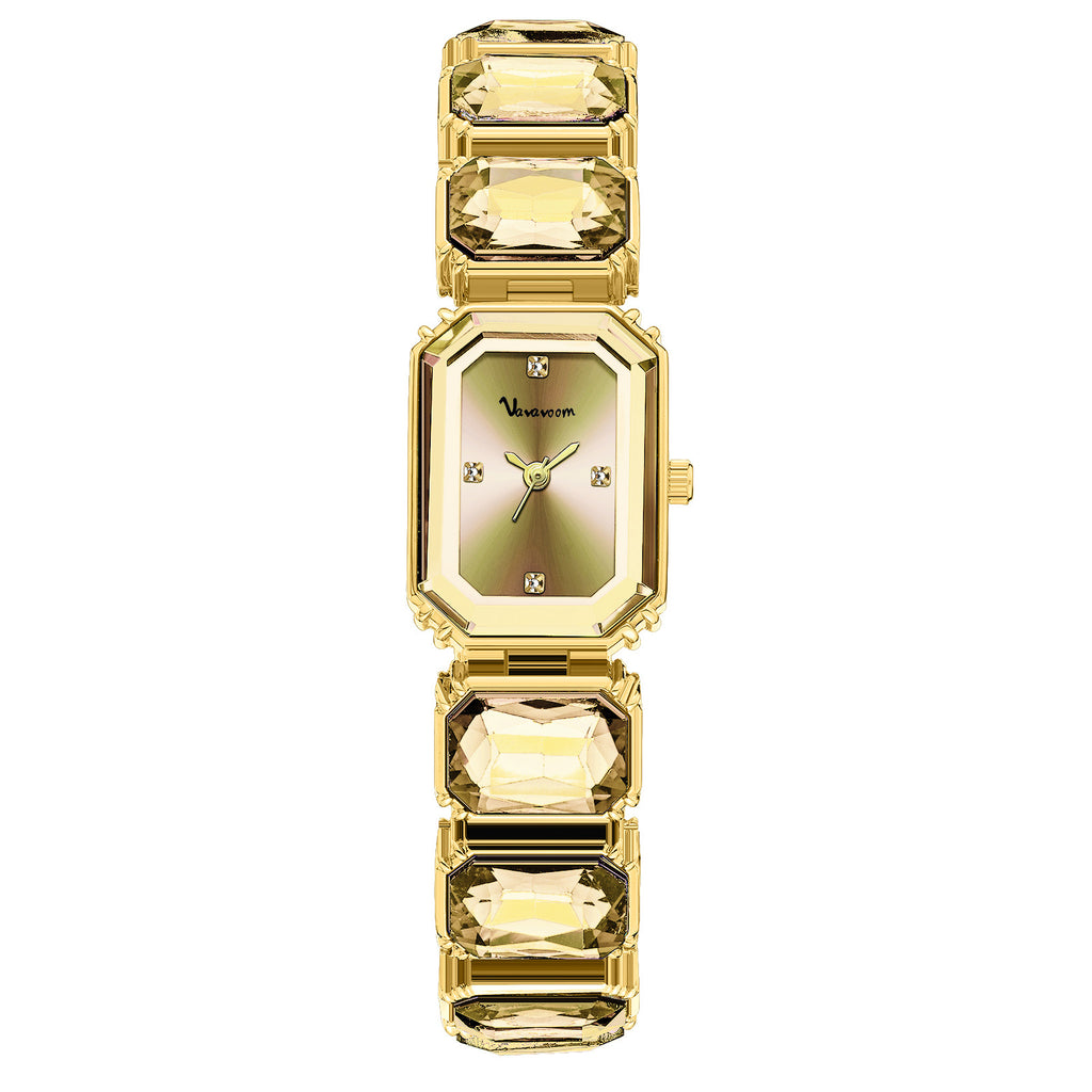 GESMART Women's Square Green Dial Quartz Watch Diamond Studded Elegant Personality