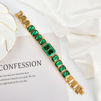 GESMART Women's Square Green Dial Quartz Watch Diamond Studded Elegant Personality