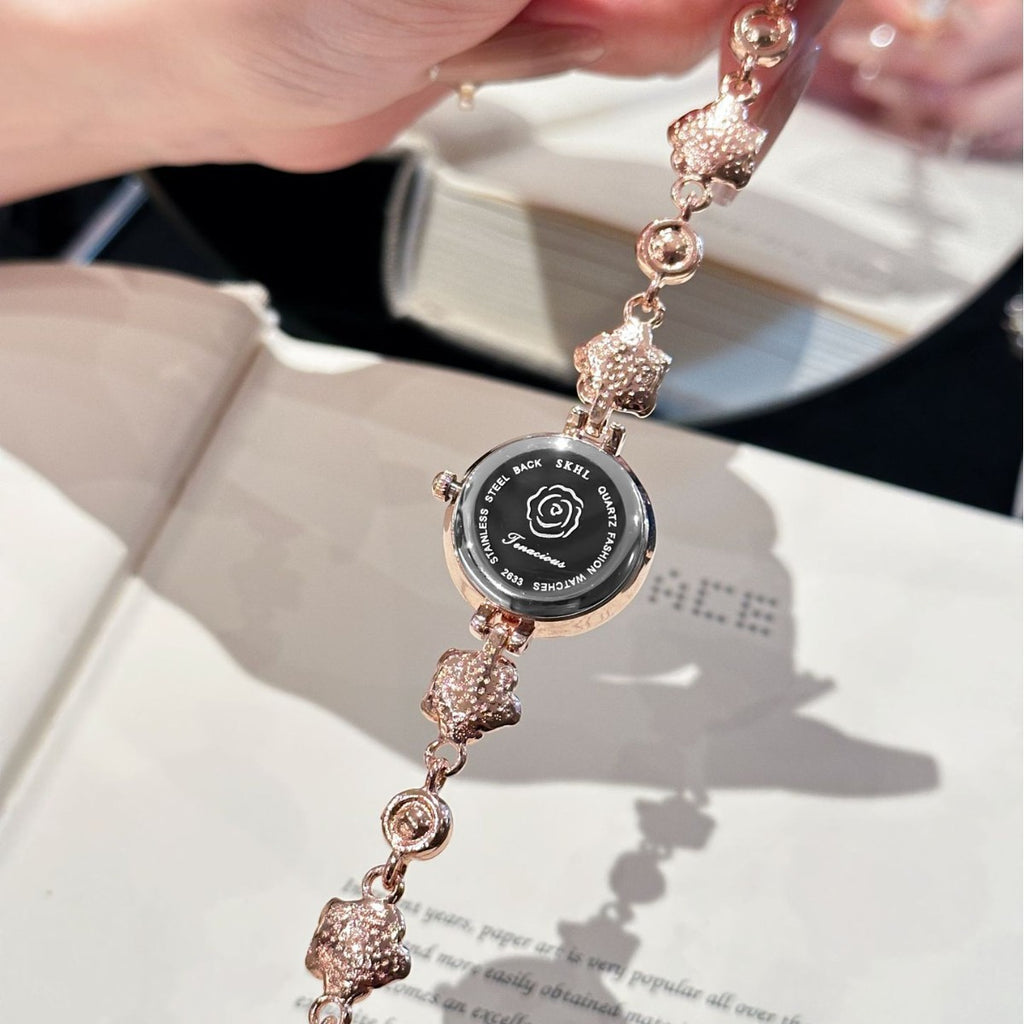 Women's Camellia Mother-of-Pearl Rhinestone Bracelet Quartz Watch