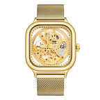 GESMART Men's Square Automatic Mechanical Skeleton Watch Luminous High Grade Trendy