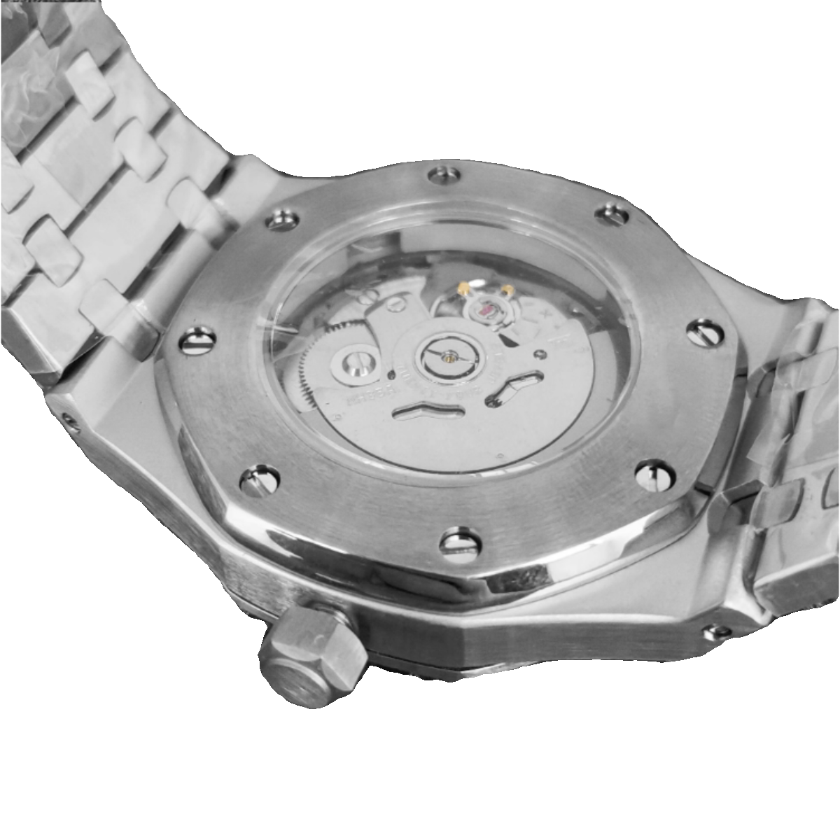No Logo Men's Octagonal Starry Sand Automatic Watch Steel Butterfly Clasp NH35