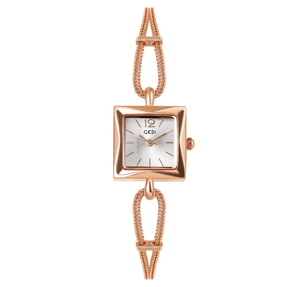 GESMART Women's Small Square Bracelet Quartz Watch Minimalist Niche Design Vintage Style