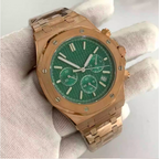 No Logo Rose Gold Men's 41mm Octagonal Quartz Chronograph Steel VK63 Movement