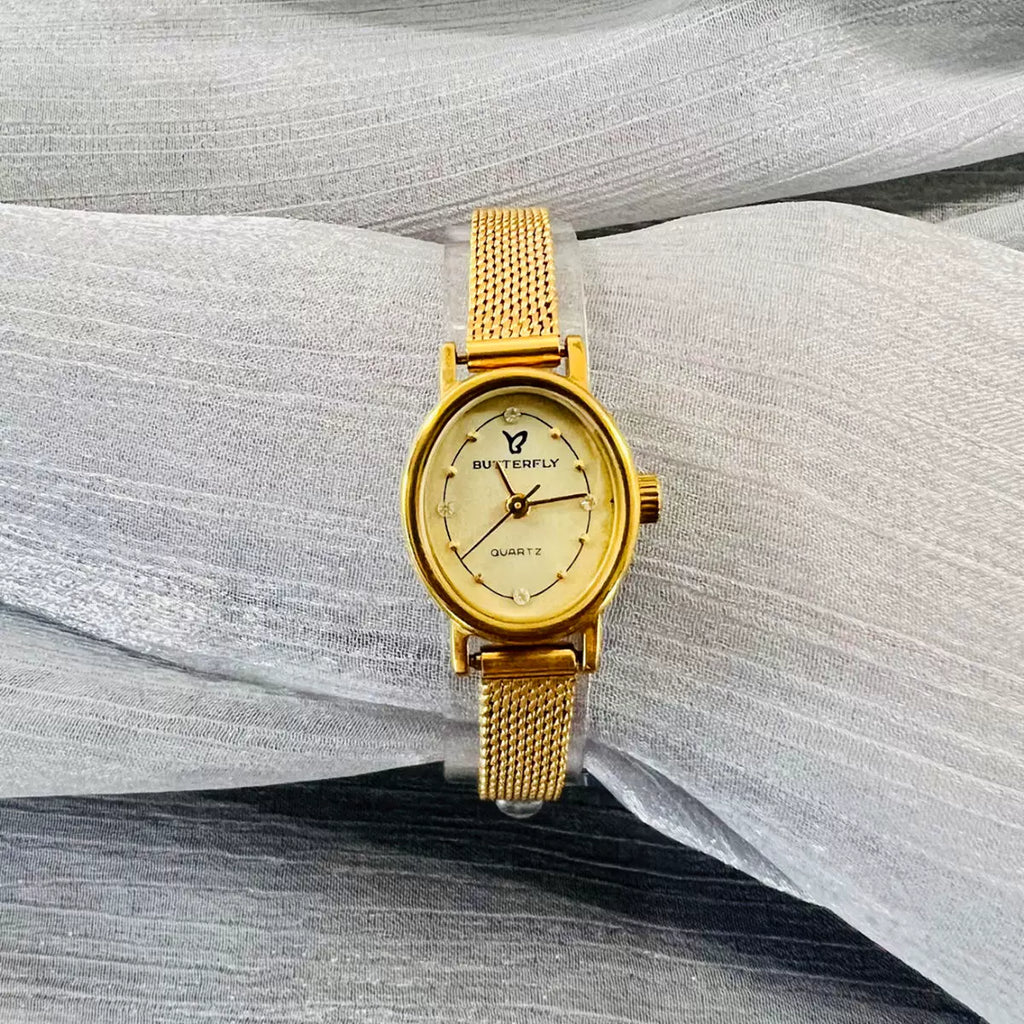 Xi'an Butterfly Ladies Quartz Watch Imported Movement Cowhide Strap Vintage
