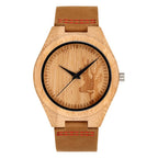 Men's Classic Bamboo-Wood Minimalist Quartz Watch