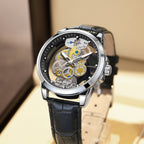 Men's See-Through Skeleton Quartz Watch, Luminous with Steel Case