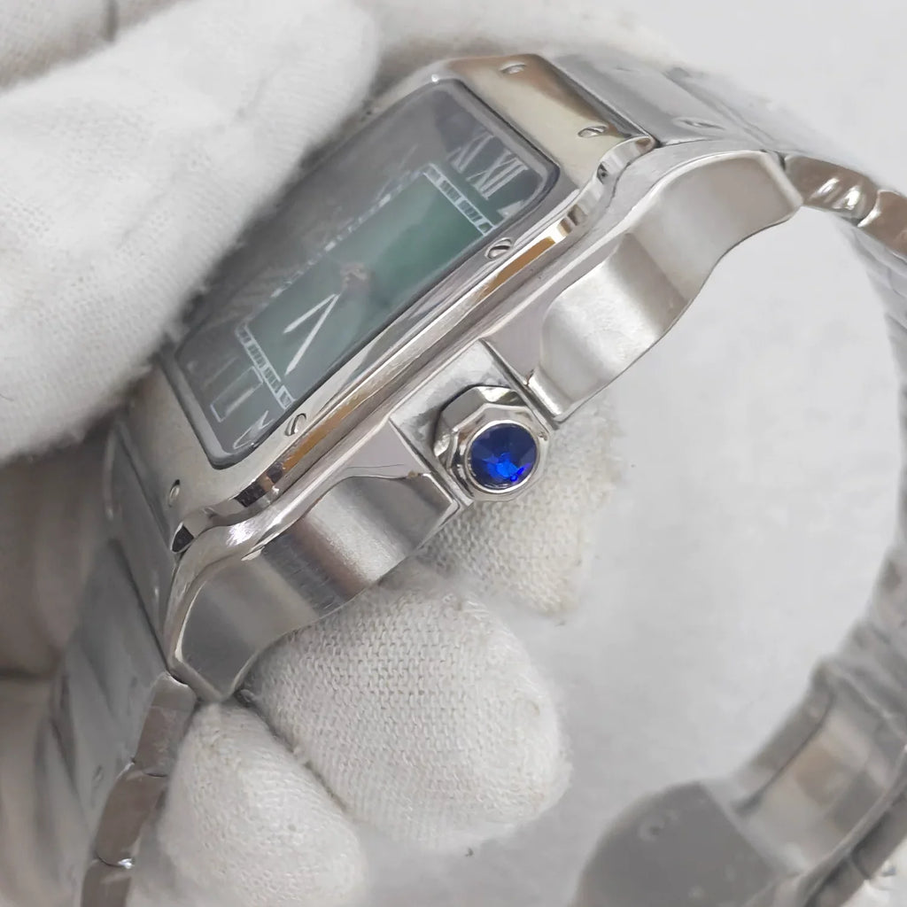 Men's 38mm Square Watch 316L Case Exhibition Back Mineral Glass 2813 Movement