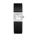 Women's Minimalist Small Square Leather-Strap Commuter Quartz Watch