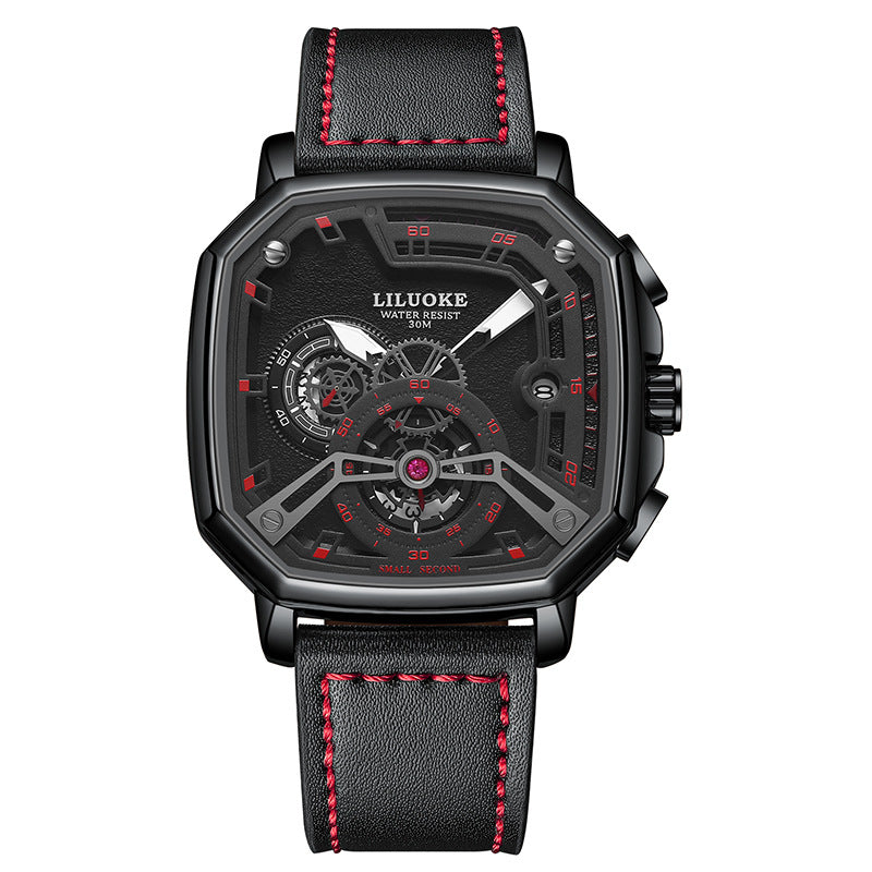 GESMART Men's Square Quartz Watch Luminous Water Resistant Trendy Fashion Casual Wristwatch