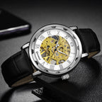 GESMART Men's Hand Winding Mechanical Skeleton Watch Exhibition Case Back Fashion
