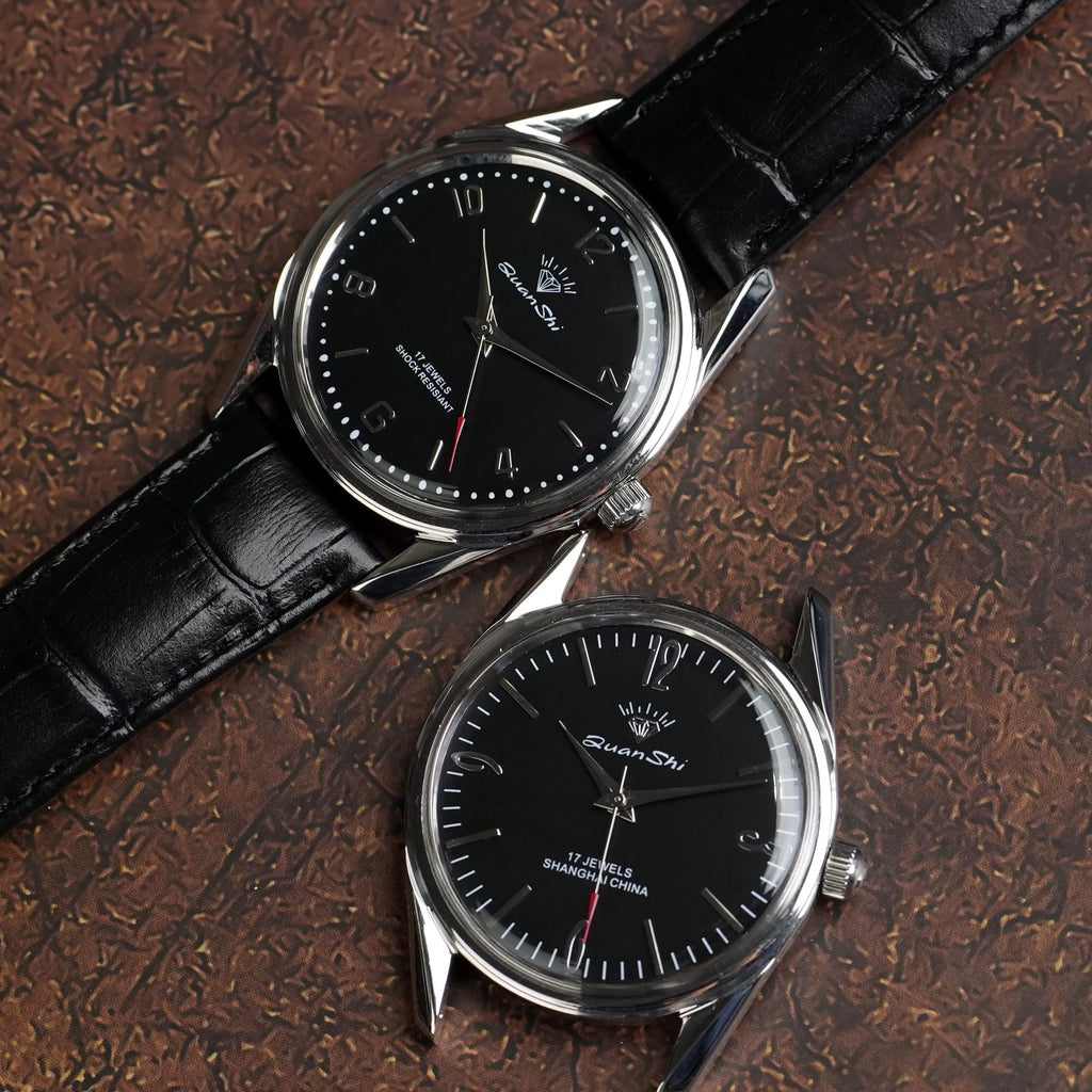 Vintage Diamond Brand Men's Manual Wind Mechanical Watch Solid Steel Bracelet
