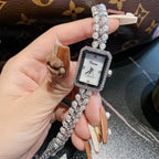 GESMART Women's Square Pearl Bracelet Watch Mother of Pearl Dial Retro Chic Style Diamond Studded