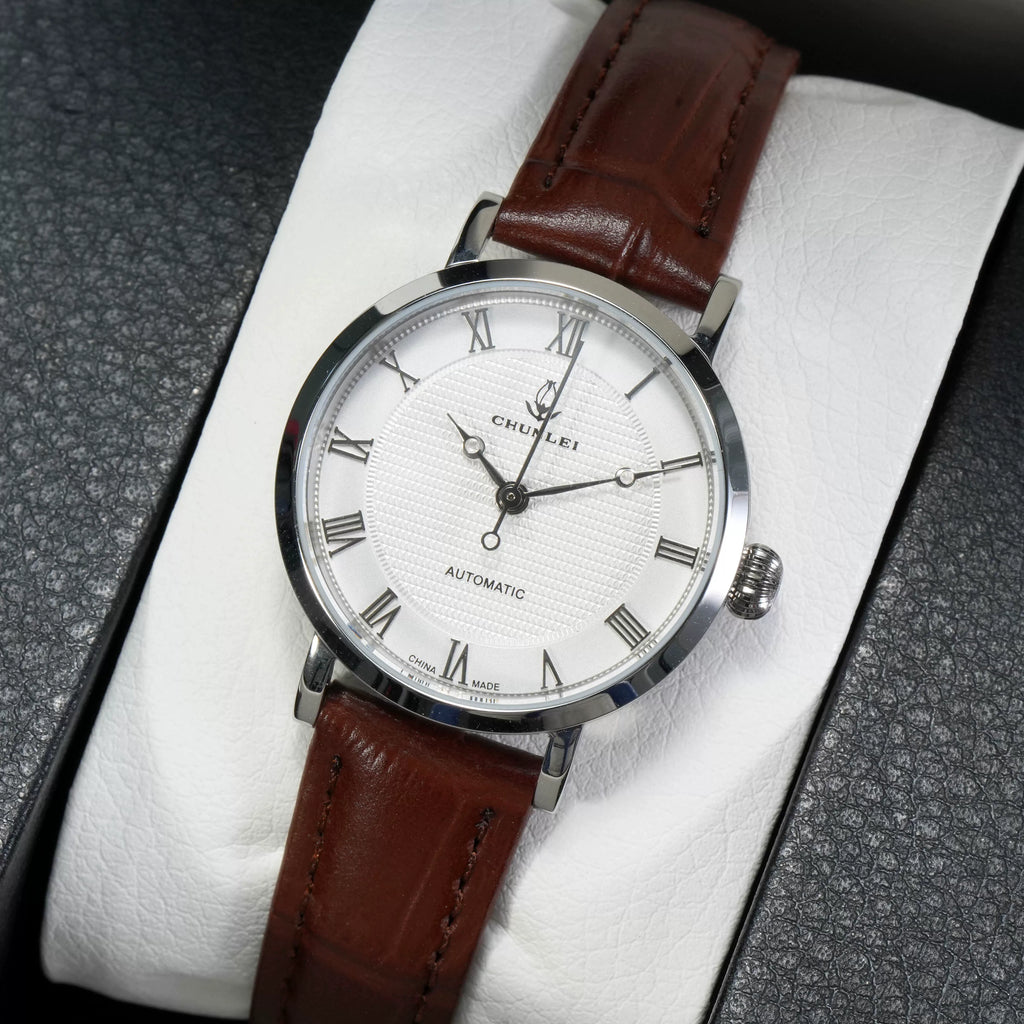 Chunlei Ladies Mechanical Watch Exhibition Back Solid Steel Bracelet Fashion