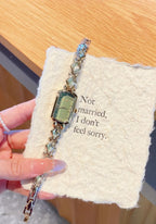 Women's Olive-Green Zircon Vintage Bracelet Quartz Watch