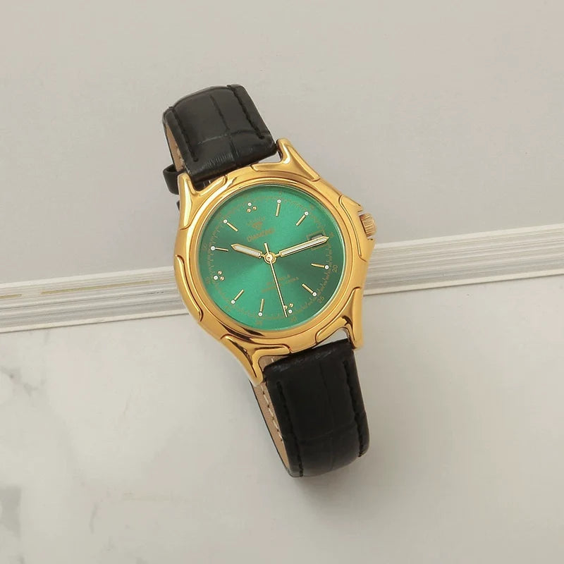 Diamond Brand Men's Automatic Mechanical Watch Titanium Round Date Leather NOS