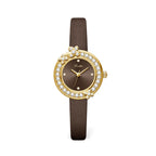 GESMART Women's French Floral Rhinestone Quartz Watch Leather Band Diamond Studded Commuter Ladies Wristwatch