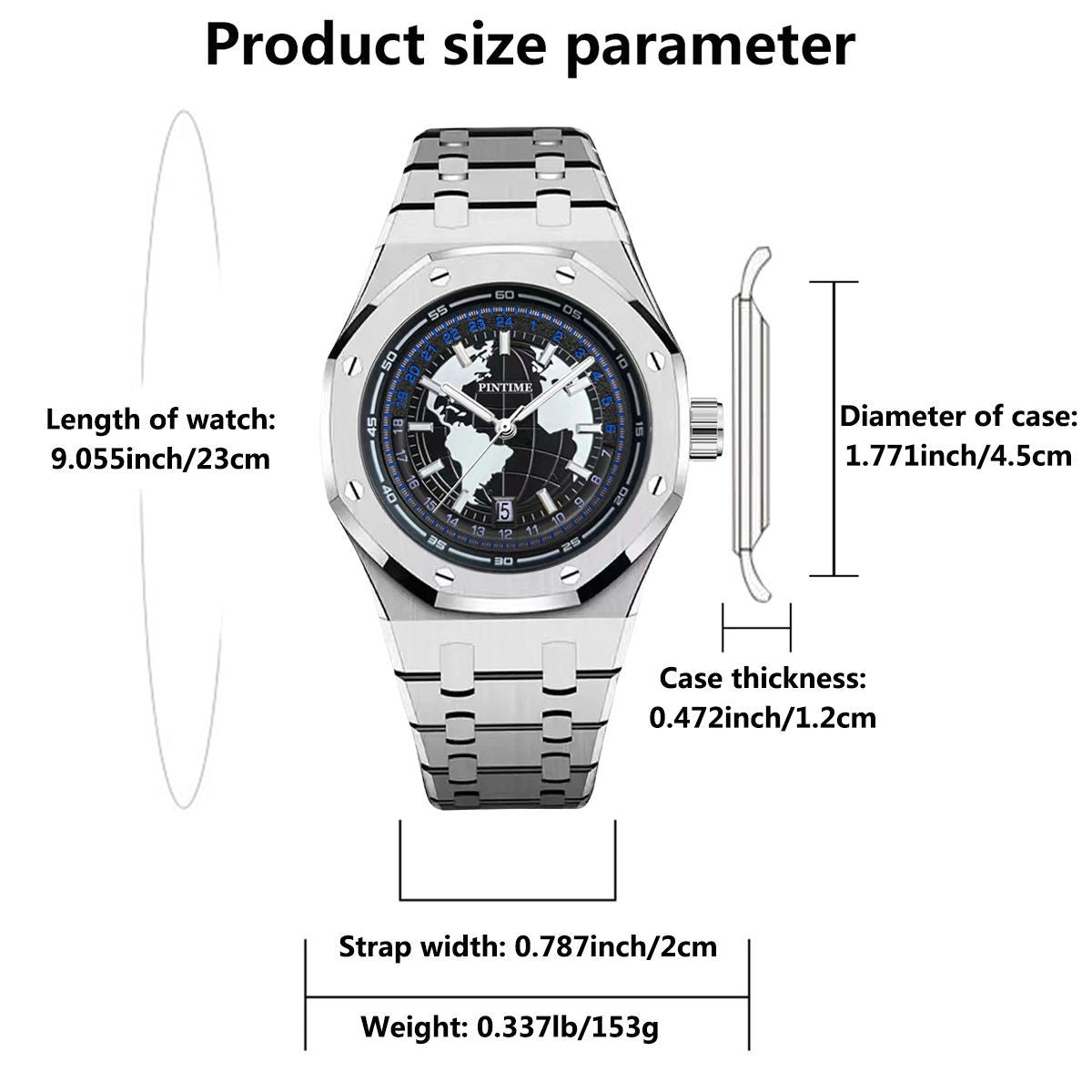GESMART Men's New Wandering Earth Style Watch Water Resistant Luminous Calendar Steel Band Wristwatch