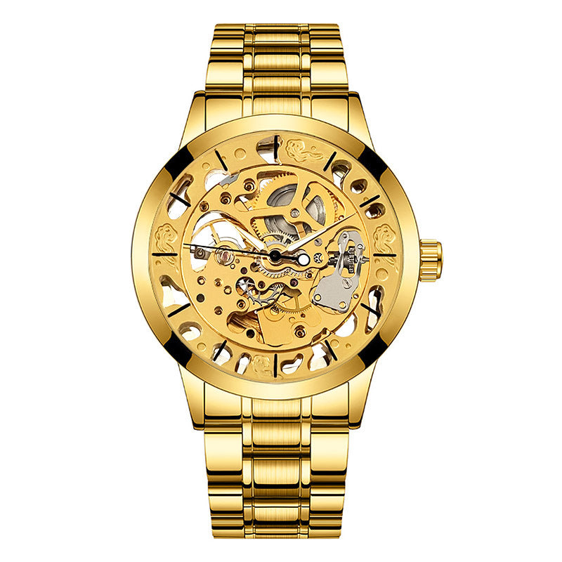 GESMART Men's Skeleton Automatic Mechanical Watch Leather Band Casual Fashion Wristwatch