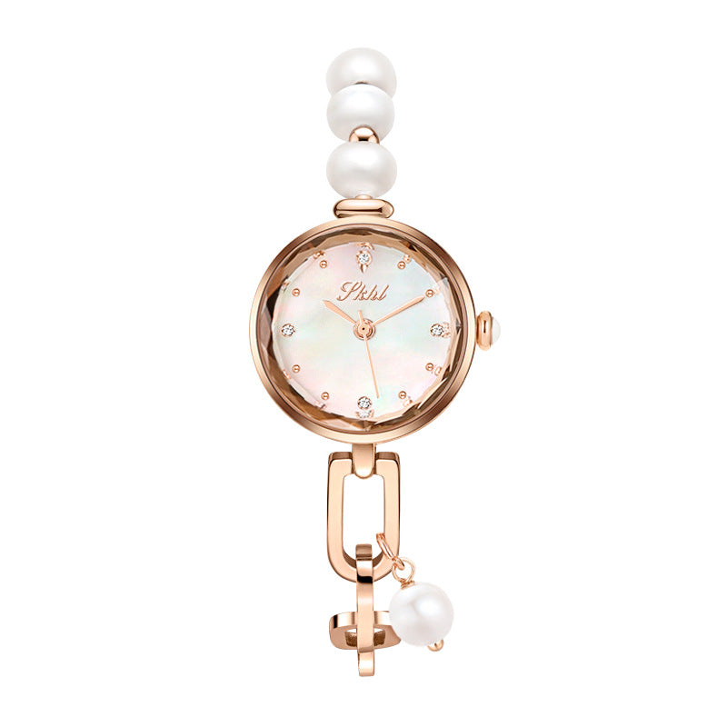 Women's Cool-Style Pearl Small-Dial Bracelet Quartz Watch