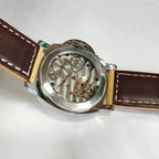 Men's 44mm Manual Wind Watch Sapphire Crystal Polished Steel Green Lume Dial