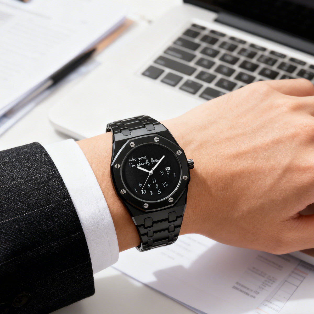 Men's Minimalist Quartz Watch with Steel Band