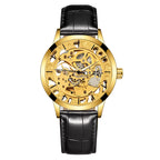 GESMART Men's Skeleton Automatic Mechanical Watch Leather Band Casual Fashion Wristwatch