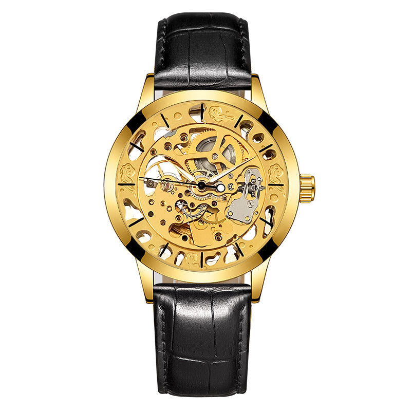 GESMART Men's Skeleton Automatic Mechanical Watch Leather Band Casual Fashion Wristwatch