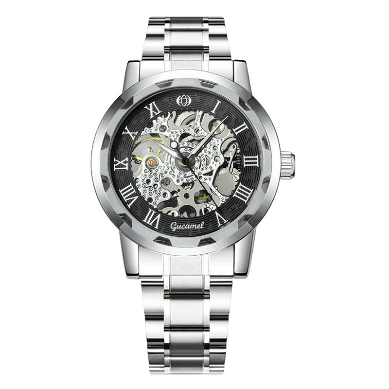 GESMART Men's Hand Winding Mechanical Skeleton Watch Exhibition Case Back Fashion