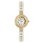 Women's Pearl Bracelet Vintage Roman-Marker Quartz Watch