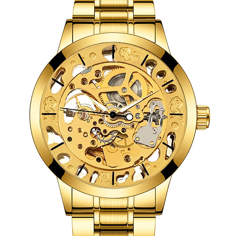 GESMART Men's Skeleton Automatic Mechanical Watch Leather Band Casual Fashion Wristwatch