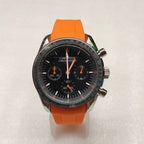 Speedmaster Style Quartz Chronograph Watch Mineral Glass Rubber Strap VK63