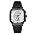 GESMART Men's Square Large Dial Quartz Watch Leather Band Stylish Low Key Personality Design