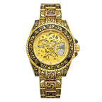 GESMART Men's New Skeleton Engraved Automatic Mechanical Watch European American Vintage Style